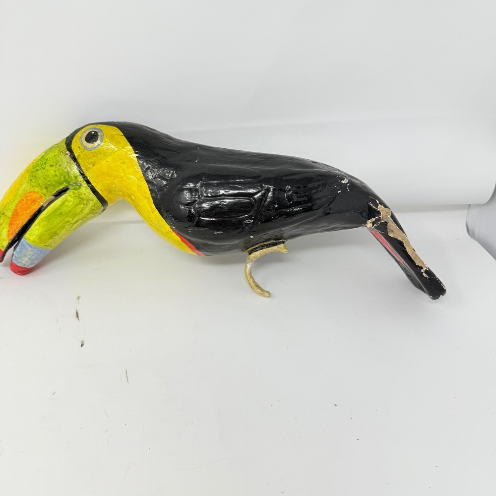 Vtg Handcrafted Toucan Paper Mache Folk Art Mexico 16"